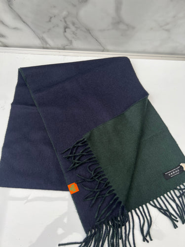 100% Cashmere Double sided scarf - Navy & Dark Green
